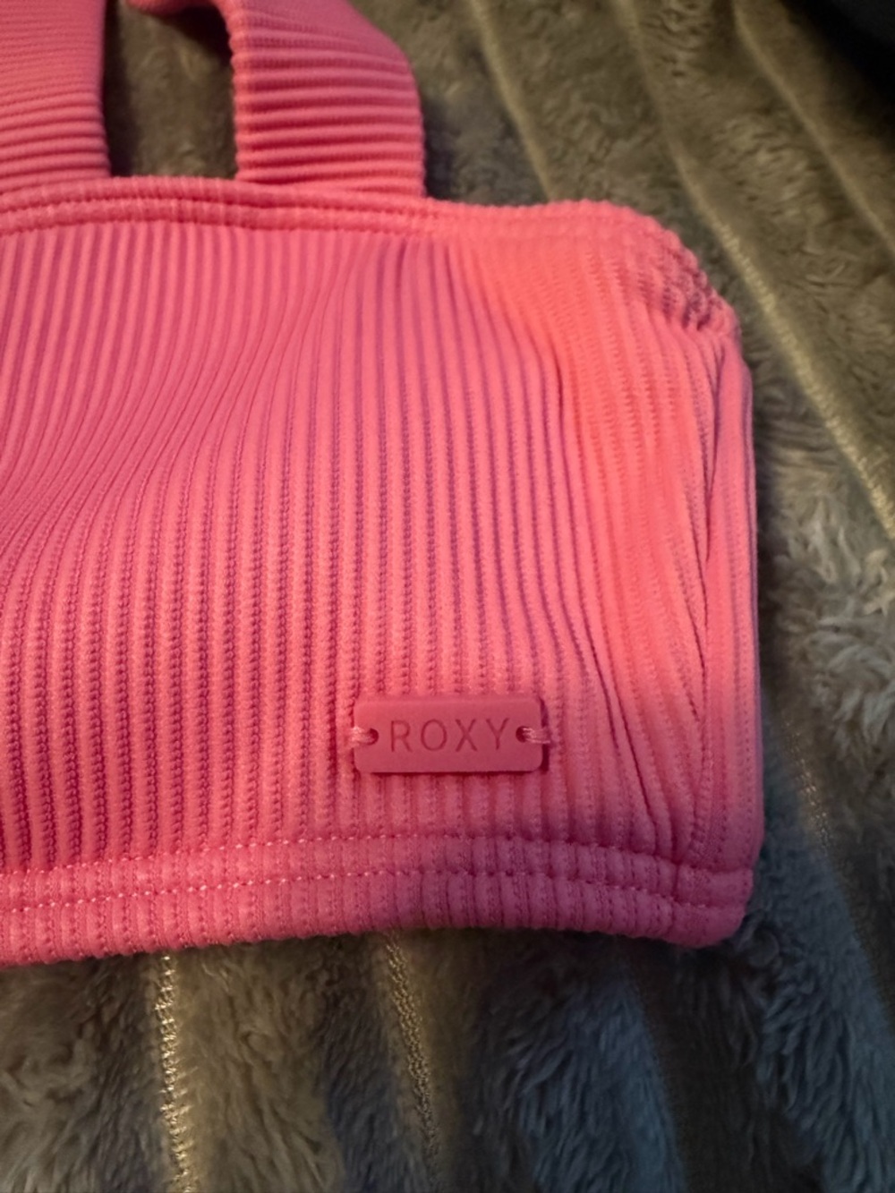 Roxy Ribbed Pink Swim Top - Picture 3 of 5